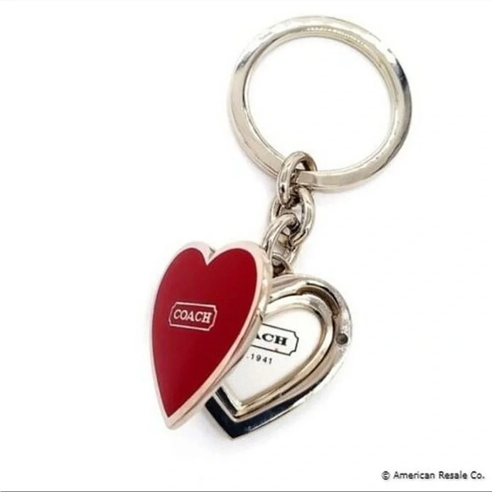 Accessories | Coach Vintage Signature Red Heart Locket Keychain